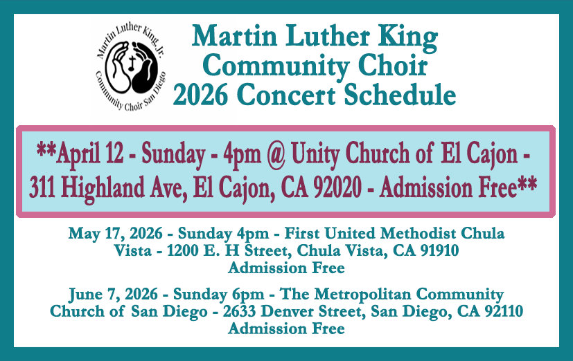 MLK Comm. Choir schedule
